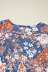 Fitted Floral Print Sheer Mesh Long Sleeve Top