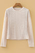 Fitted Long Sleeve Textured Lace Crew Neck Top