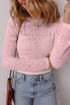 Fitted Long Sleeve Textured Lace Crew Neck Top