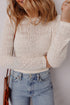Fitted Long Sleeve Textured Lace Crew Neck Top