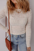 Fitted Long Sleeve Textured Lace Crew Neck Top