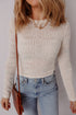 Fitted Long Sleeve Textured Lace Crew Neck Top