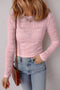Fitted Long Sleeve Textured Lace Crew Neck Top