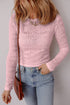 Fitted Long Sleeve Textured Lace Crew Neck Top