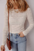 Fitted Long Sleeve Textured Lace Crew Neck Top