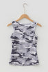 Fitted Ribbed Knit Camouflage Print Scoop Neck Tank Top