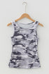 Fitted Ribbed Knit Camouflage Print Scoop Neck Tank Top