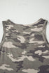 Fitted Ribbed Knit Camouflage Print Scoop Neck Tank Top