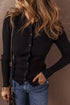 Fitted Ribbed Knit Collared Button Front Cardigan