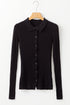 Fitted Ribbed Knit Collared Button Front Cardigan
