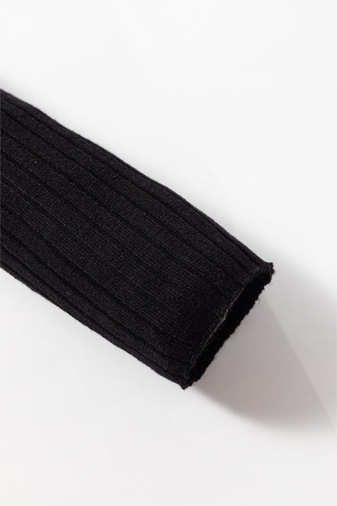 Fitted Ribbed Knit Collared Button Front Cardigan