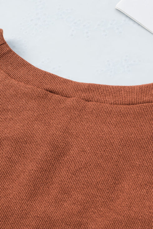 Fitted Ribbed Knit Long Sleeve Peekaboo Cutout Top