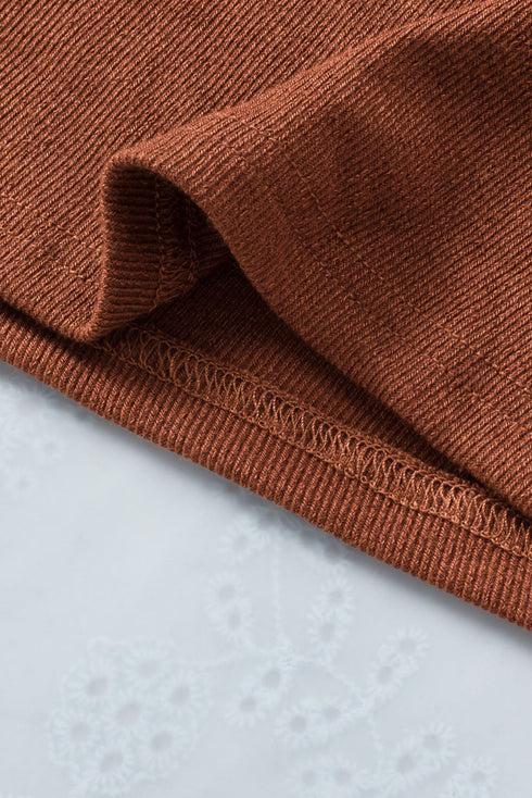 Fitted Ribbed Knit Long Sleeve Peekaboo Cutout Top