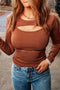 Fitted Ribbed Knit Long Sleeve Peekaboo Cutout Top
