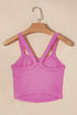 Fitted Ribbed Knit Scoop Neck Curved Hem Tank Top