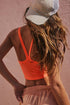 Fitted Ribbed Knit Scoop Neck Curved Hem Tank Top
