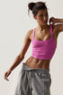 Fitted Ribbed Knit Scoop Neck Curved Hem Tank Top