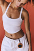 Fitted Ribbed Knit Scoop Neck Curved Hem Tank Top