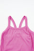 Fitted Ribbed Knit Scoop Neck Curved Hem Tank Top