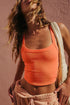Fitted Ribbed Knit Scoop Neck Curved Hem Tank Top