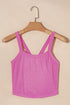 Fitted Ribbed Knit Scoop Neck Curved Hem Tank Top