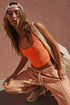Fitted Ribbed Knit Scoop Neck Curved Hem Tank Top