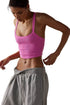 Fitted Ribbed Knit Scoop Neck Curved Hem Tank Top