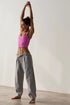 Fitted Ribbed Knit Scoop Neck Curved Hem Tank Top