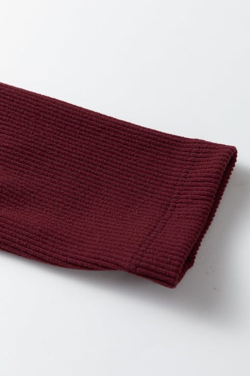 Fitted Ribbed Long Sleeve U Neckline Cropped Top