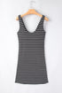 Fitted Scoop Neck Striped Ribbed Knit Dress