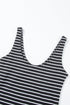 Fitted Scoop Neck Striped Ribbed Knit Dress