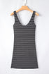Fitted Scoop Neck Striped Ribbed Knit Dress