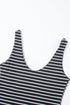Fitted Scoop Neck Striped Ribbed Knit Dress