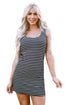 Fitted Scoop Neck Striped Ribbed Knit Dress