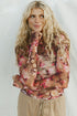 Fitted Sheer Mesh Floral Print Long Sleeve Top