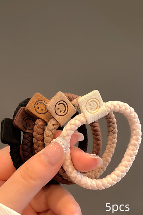 Five Piece Braided Smile Face Decor Hair Ties