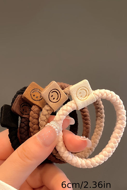 Five Piece Braided Smile Face Decor Hair Ties
