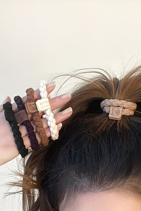 Five Piece Braided Smile Face Decor Hair Ties