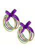 Five Piece Glitter Jelly Bow Ribbon Bracelet Set
