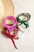 Five Piece Glitter Jelly Bow Ribbon Bracelet Set