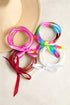 Five Piece Glitter Jelly Bow Ribbon Bracelet Set