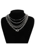 Five Piece Rhinestone Embellished Alloy Layering Necklace Set