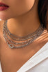 Five Piece Rhinestone Embellished Alloy Layering Necklace Set