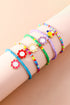 Five Piece Smiley Flower Pendant Beaded Bracelet Set