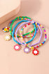 Five Piece Smiley Flower Pendant Beaded Bracelet Set