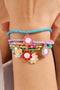 Five Piece Smiley Flower Pendant Beaded Bracelet Set
