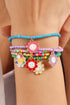 Five Piece Smiley Flower Pendant Beaded Bracelet Set