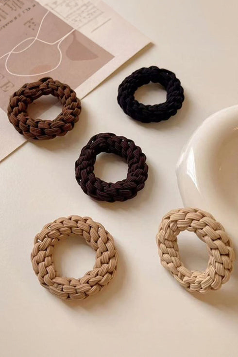 Five Piece Thick Braided Elastic Hair Tie Set