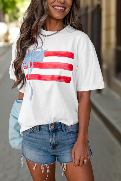 Flag Bow Graphic Crewneck Tee