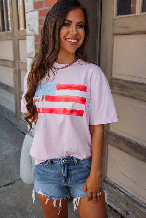 Flag Bow Graphic Crewneck Tee